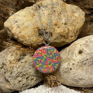 Small Polyner Clay Pendant rainbow Cane LL2C N104